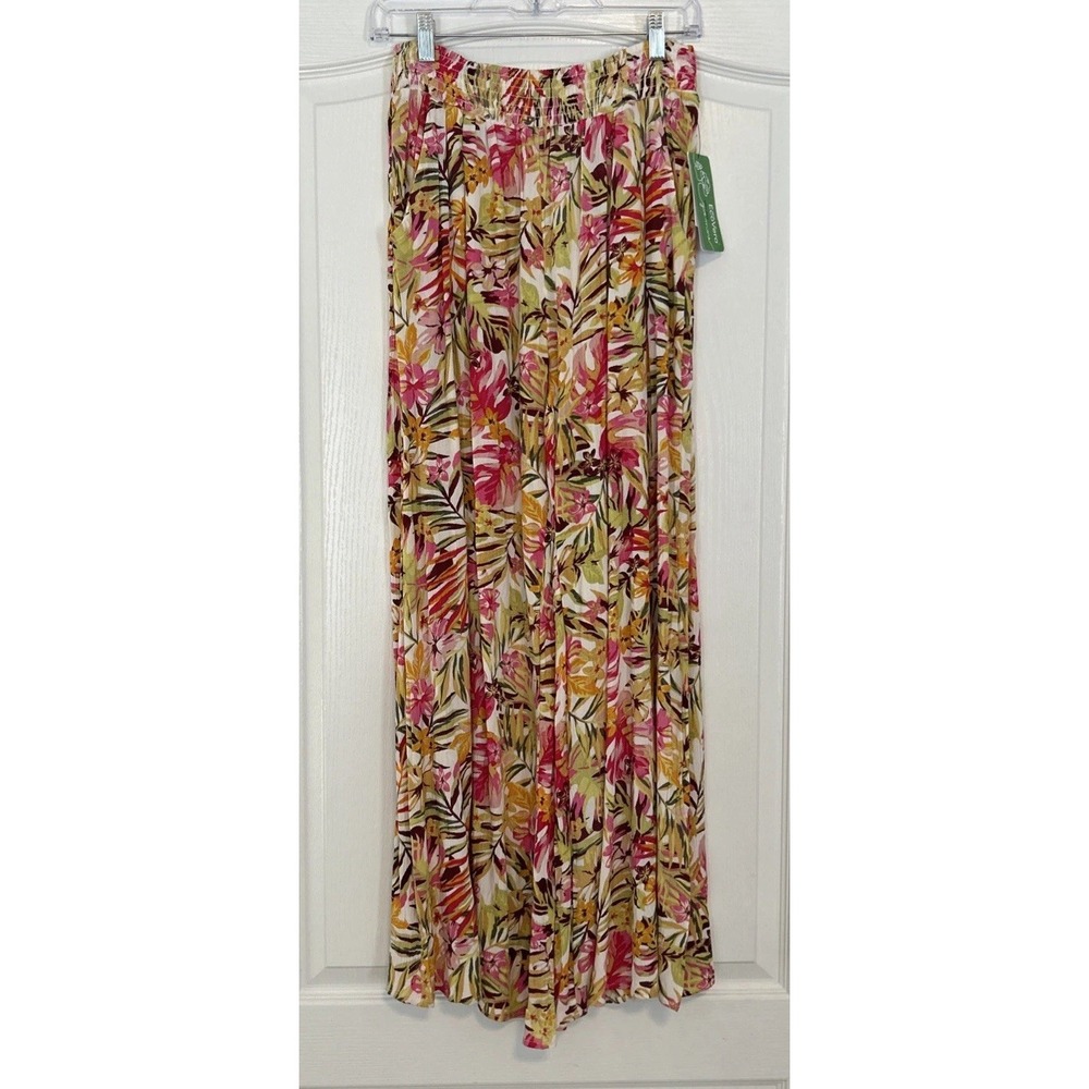 Rip Curl Copacabana Beach Pants Women Small Floral Wide Leg Smocked High Rise